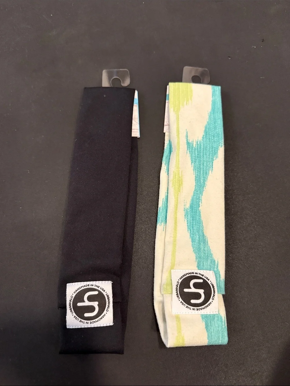 Set of two Urban Halo Exercise Athletic Headbands Black & Multi Color Unisex